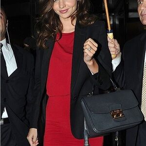 Miu Miu Black Textured Bag with Gold Accents